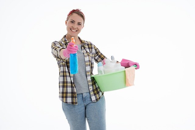 Picture of cleaner with cleaning products