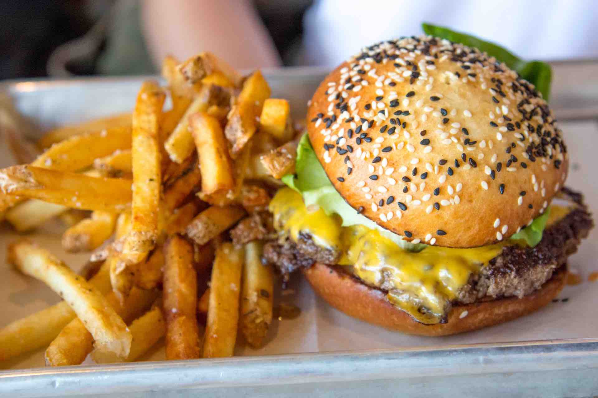 Image of a burger and fries