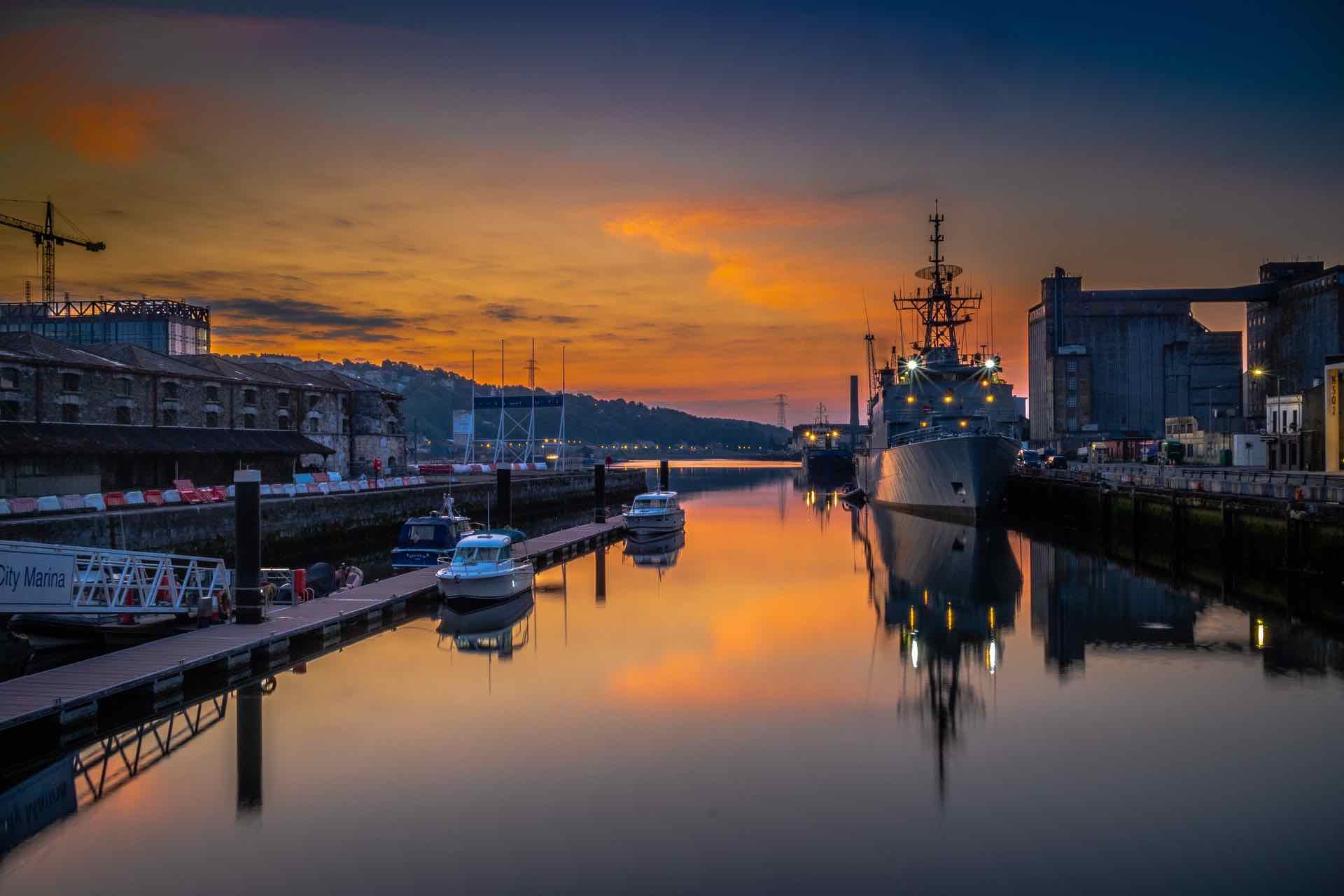 River at sunset photo